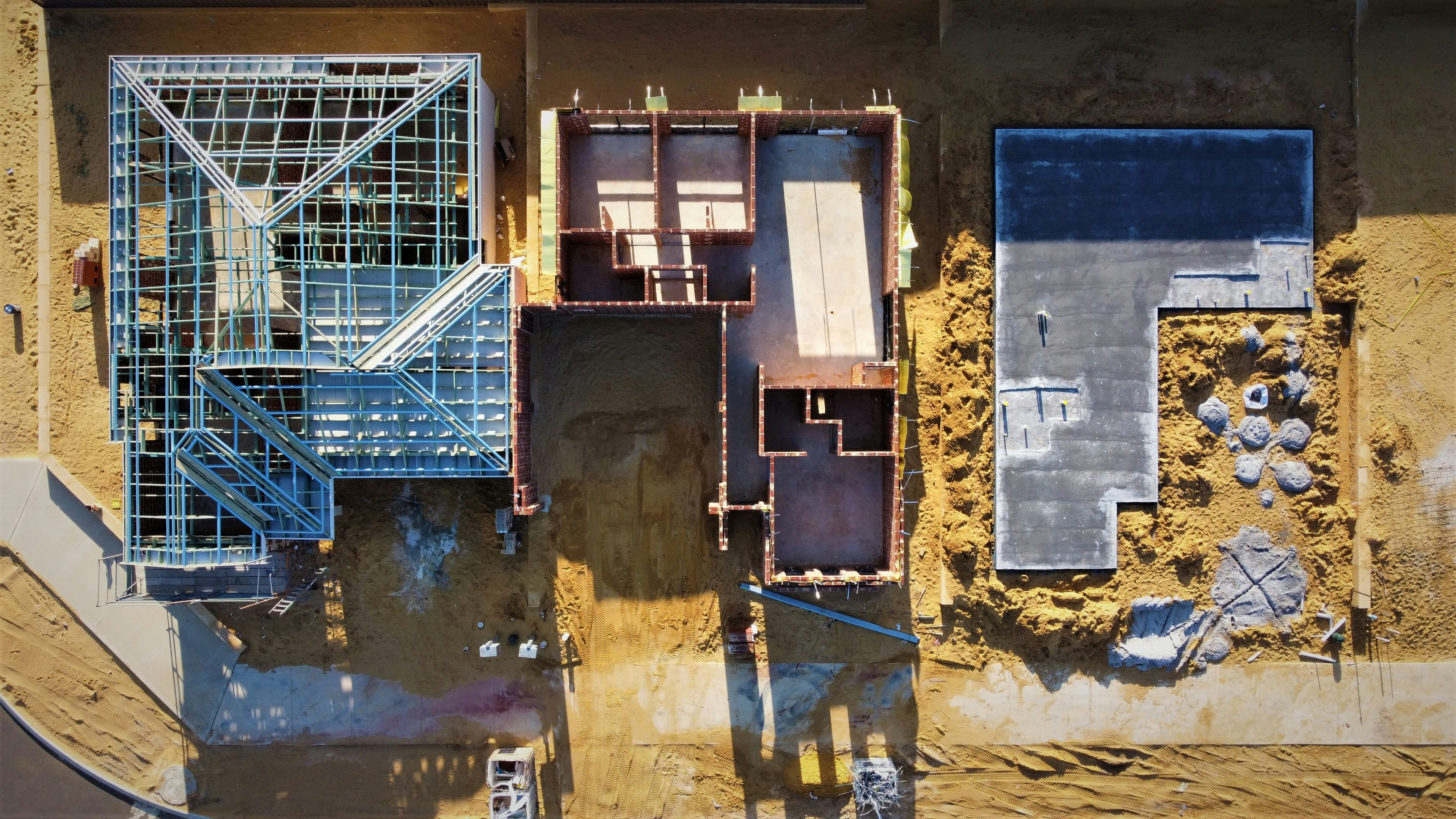 Construction site aerial overview